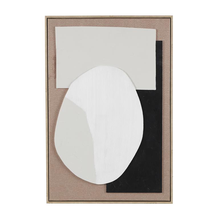 Brown Wooden Geometric Textured with Abstract Black and White Shapes