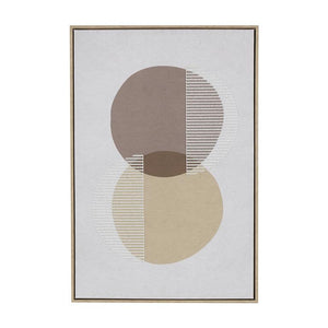 Brown Geometric Overlapping Circle Wall Decor with White Fabric Detailing