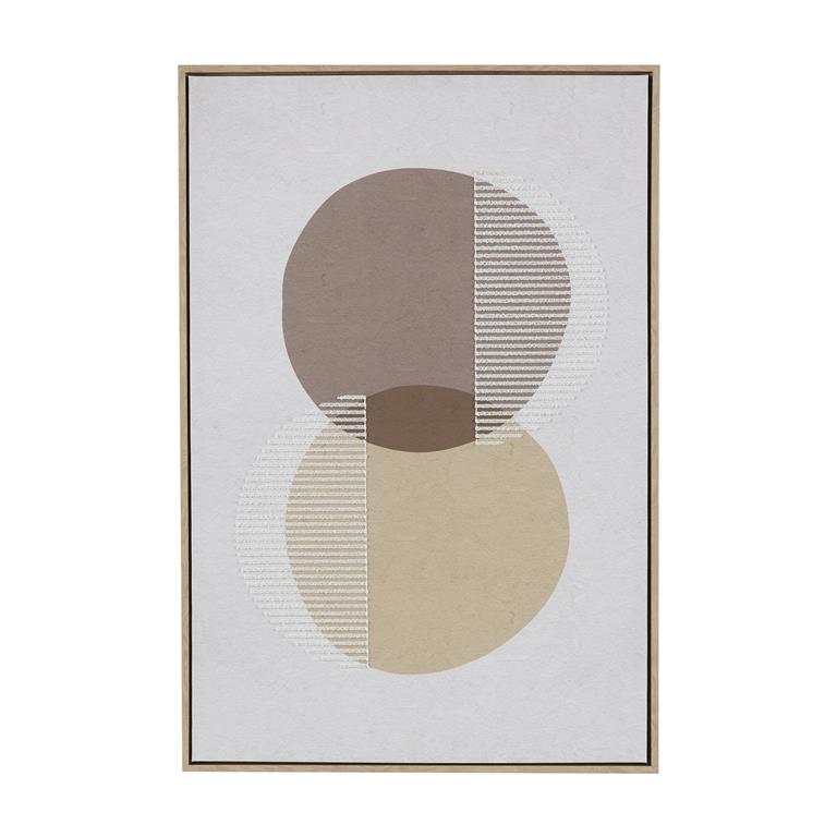 Brown Geometric Overlapping Circle Wall Decor with White Fabric Detailing