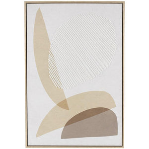 Brown Wooden Abstract Overlapping Shapes Home Wall Decor with White Fabric Detailing