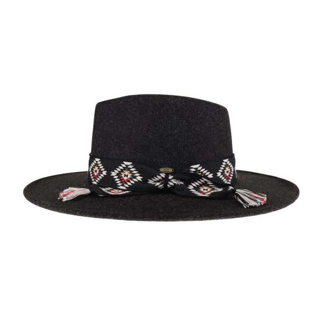 Aztec Trim Band Vegan Fabric C.C Panama Hat
