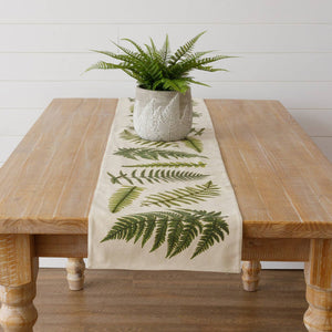 Embroidered Ferns Table Runner