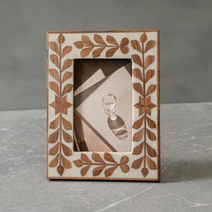 Floral Wood Inlay Photo Frame
