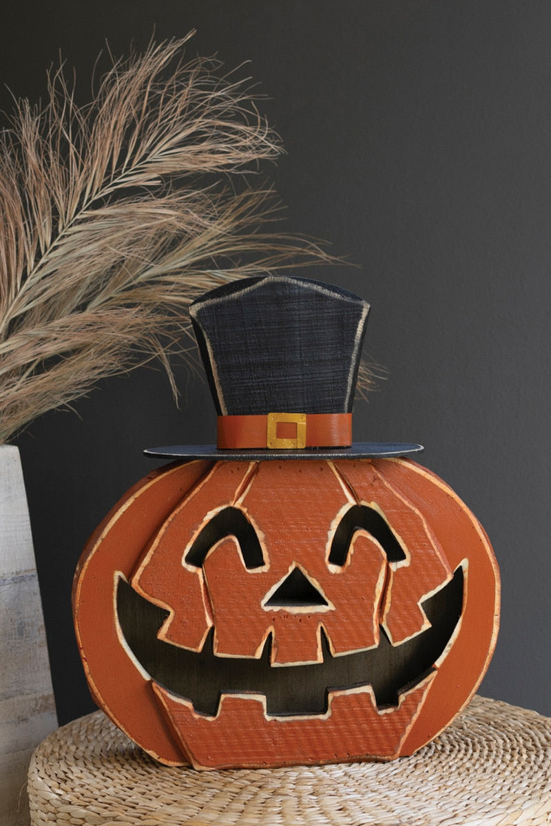 Painted Wood Jack-O-Lantern