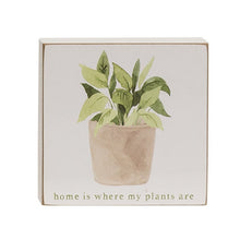 Load image into Gallery viewer, Love Grows Here House Plant Square Block Signs
