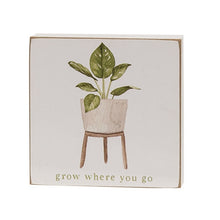 Load image into Gallery viewer, Love Grows Here House Plant Square Block Signs
