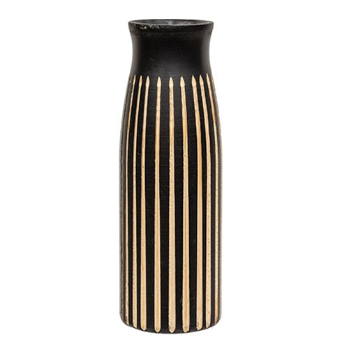 Boho Etched Black Wooden Vase