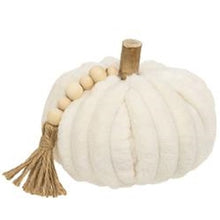 Load image into Gallery viewer, Cream Ribbed Pumpkin w/Beaded Tassel
