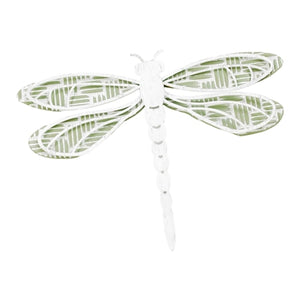 Metal Green and White Dragonfly Hanger