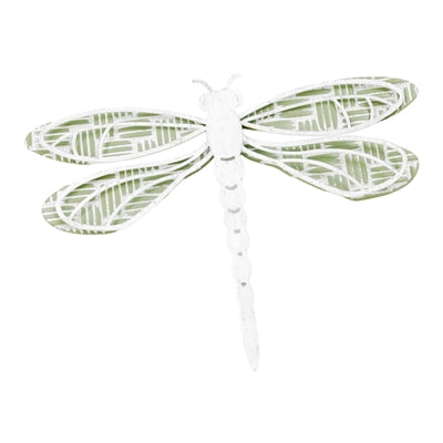 Metal Green and White Dragonfly Hanger