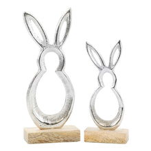 Load image into Gallery viewer, Silver Metal Bunny on Stand

