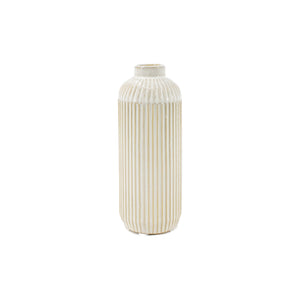 White Line Engraved Ceramic Vase