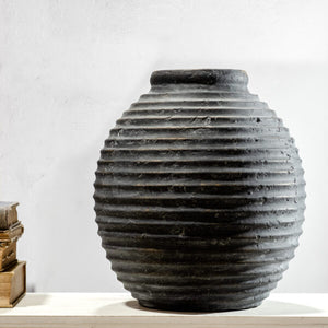 Black Terracotta Line Vase