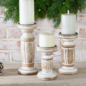 White Wash Candle Stands