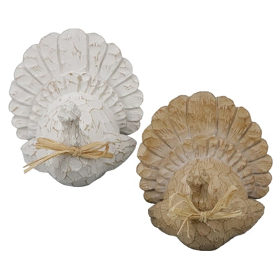 Tan and White Resin Turkeys