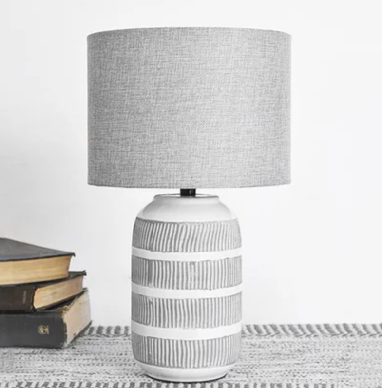 Gray & White Striped Lamp