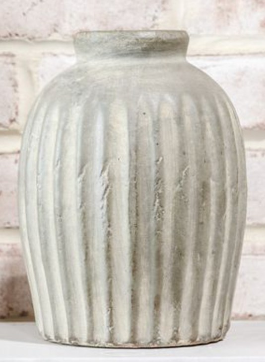 Gray Ridged Vase