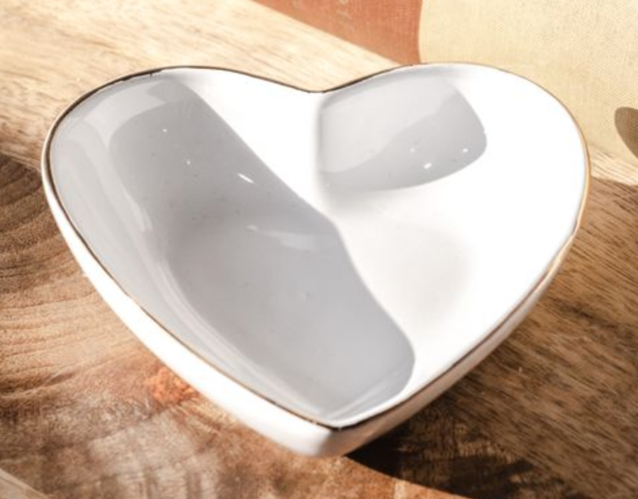 White Ceramic Heart Dish