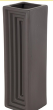 Load image into Gallery viewer, Black Ceramic Geometric Concaved Rectangular Decorative Vase
