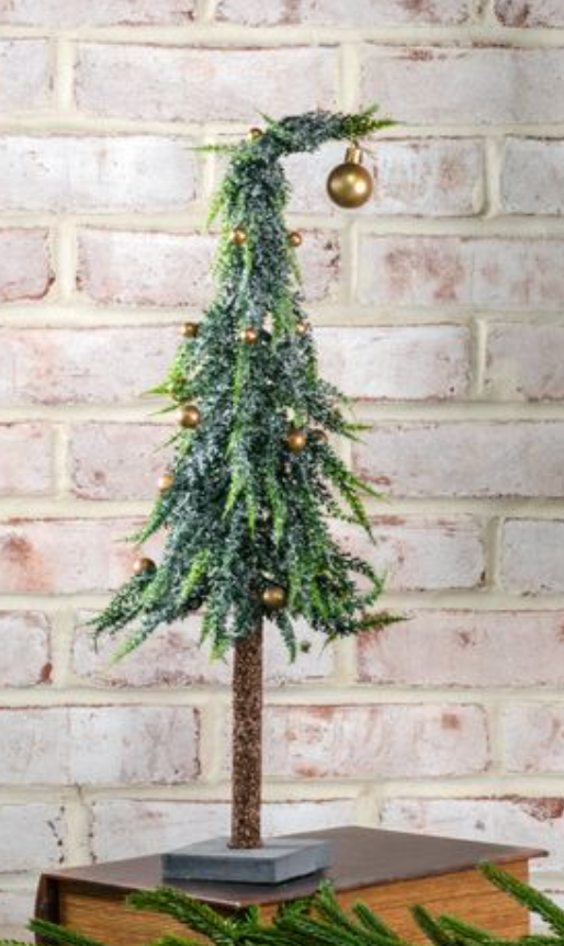 Frosted Bell Tree with Wood Base