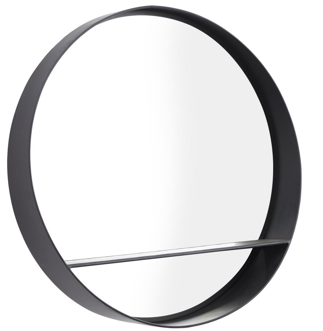 Black Metal Shelf Room Wall Mirror
