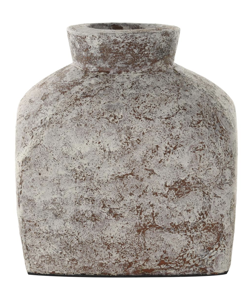 Brown Ceramic Antique Style Textured Square Decorative Vase