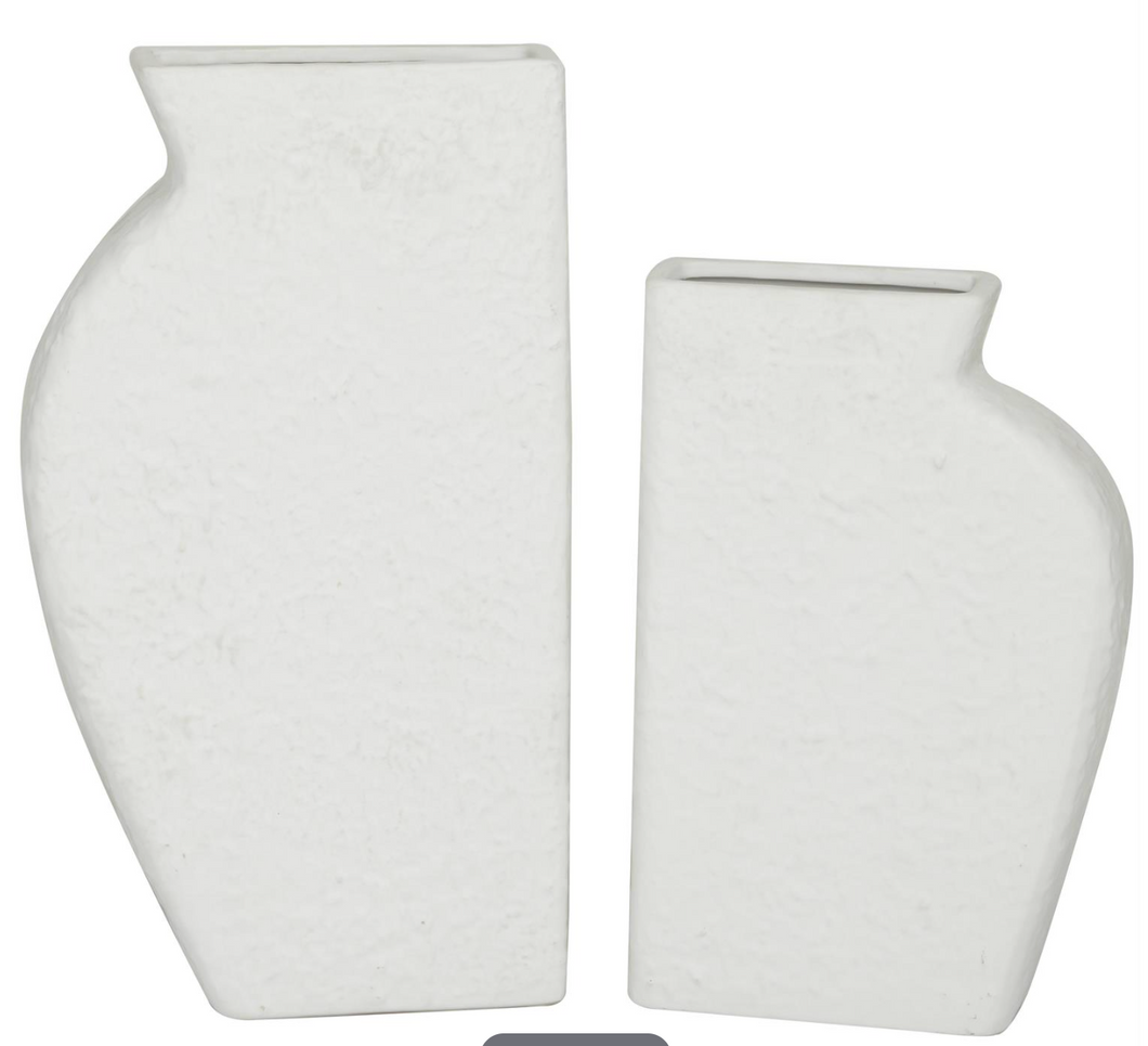 White Ceramic Textured Decorative Vase