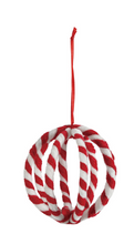Load image into Gallery viewer, Wire Fabric Wrapped Striped Ball Ornament
