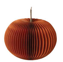 Load image into Gallery viewer, Recycled Paper Folding Honeycomb Pumpkin w/ Dried Natural Twig Stem
