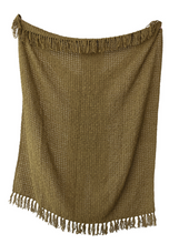 Load image into Gallery viewer, Woven Fabric Chenille Waffle Weave Throw with Fringe
