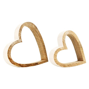 White Enamel Edge Wood Hearts