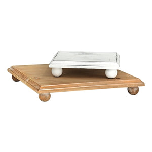 Natural and White Rectangular Trays w/Feet