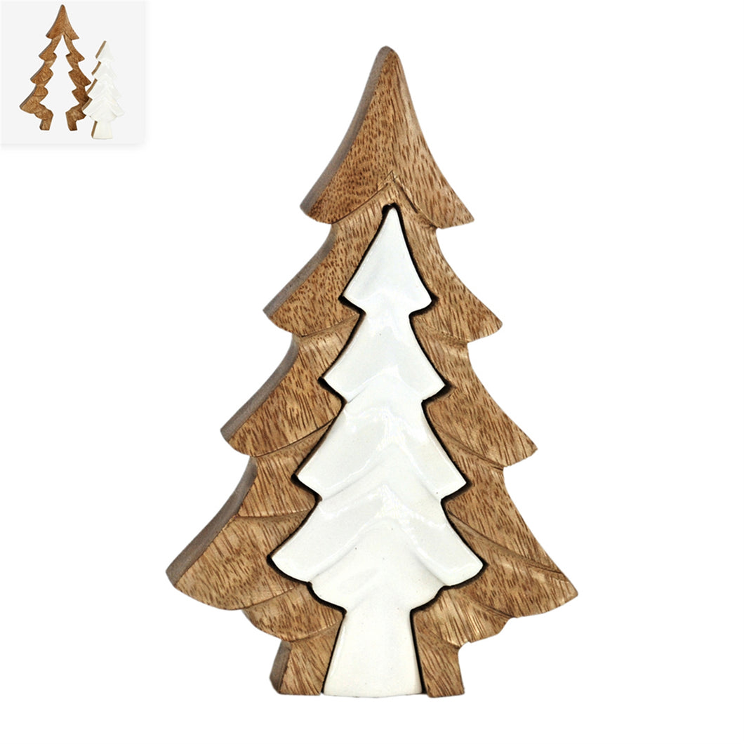 Wood and White Enamel Tree