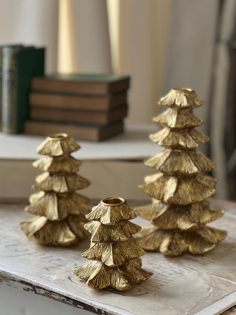 Gilded Fir Tree Taper Holder