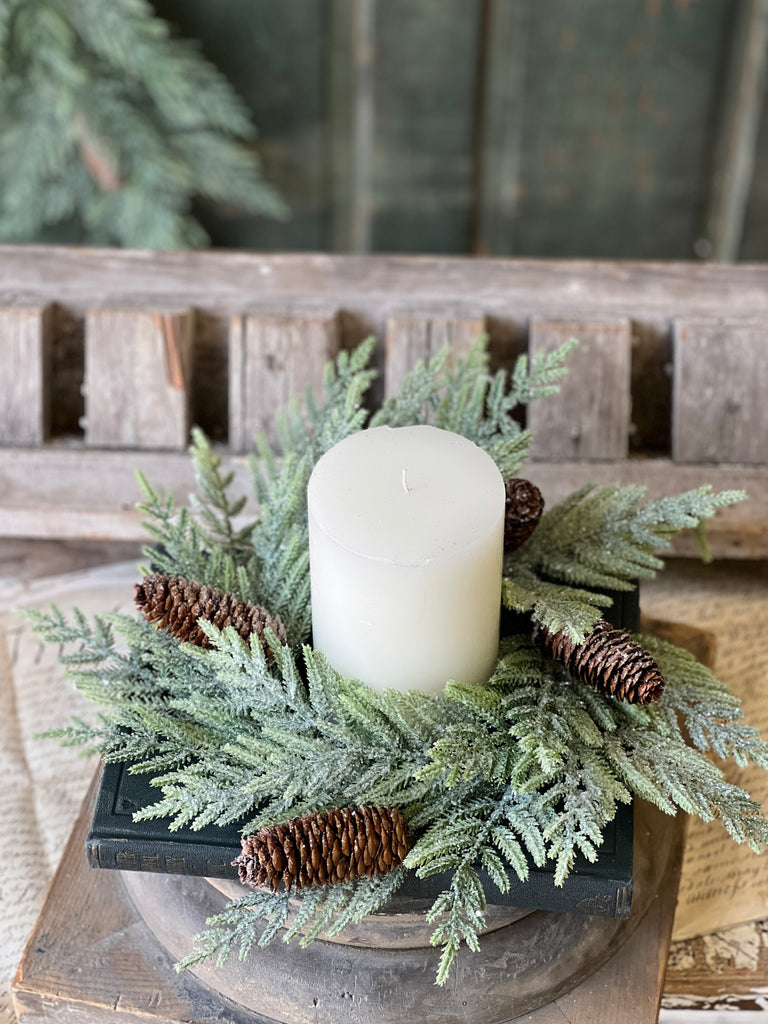 Glittering Plume Pine Candle Ring