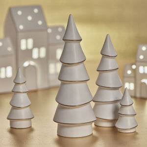 Porcelain Tree - Matte White with Gold Trim