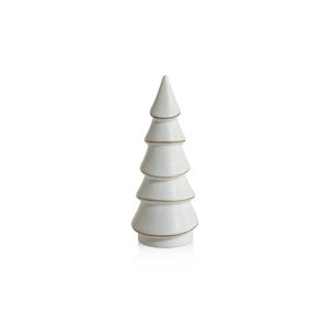 Porcelain Tree - Matte White with Gold Trim