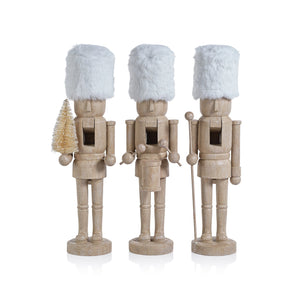 Resin Nutcrackers with White Fur Hats