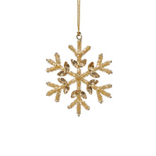 Load image into Gallery viewer, Golden Beaded Snowflake Ornament

