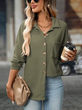 Load image into Gallery viewer, Waffle Knit Button Up Long Sleeve Shirt Jacket
