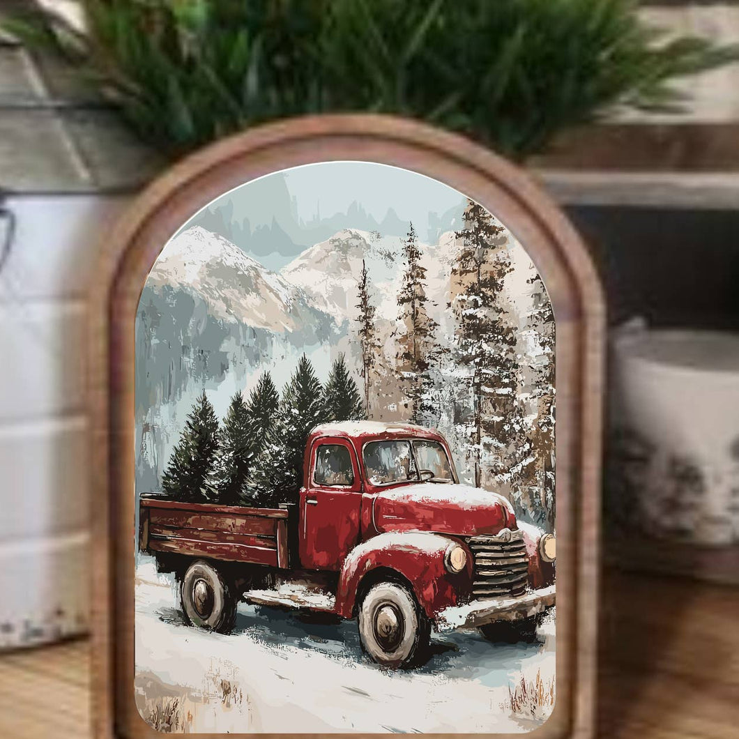 Arch Top Christmas Truck Framed Art