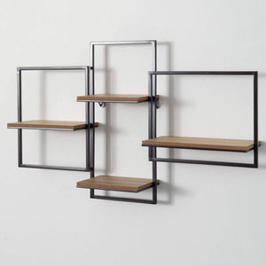 Quad Open Wood Wall Shelf