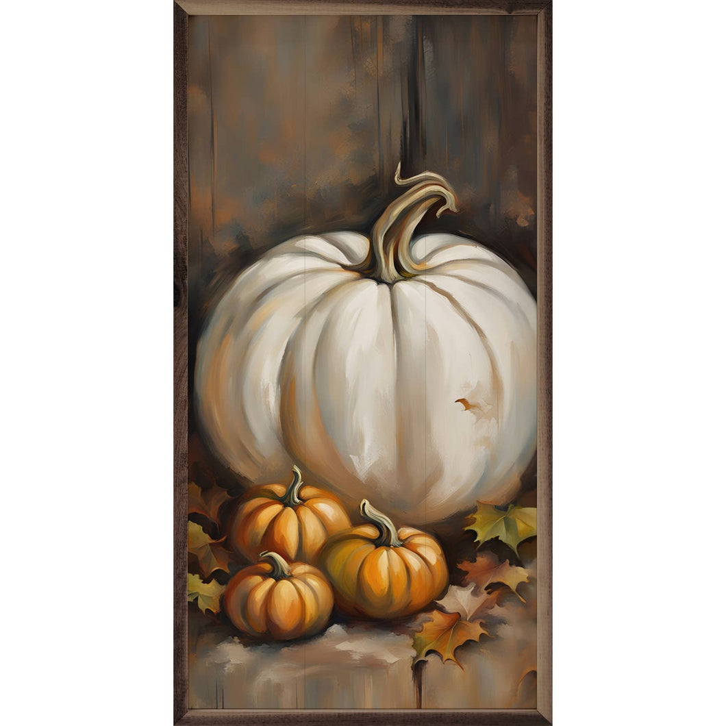 White Pumpkin and Small Orange Pumpkins Wall Art