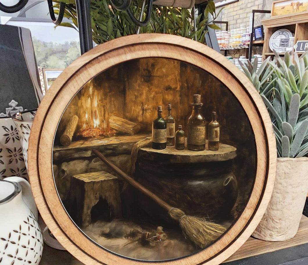 Round Halloween Fireplace Art