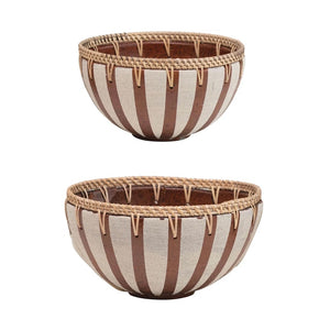Terracotta Bowls with Rattan Rims