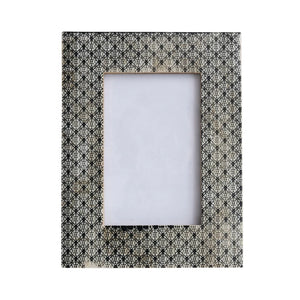 Charcoal Color Resin & Glass Photo Frame w/ Pattern