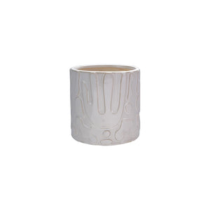 Stoneware Planter with Abstract Design