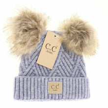 Load image into Gallery viewer, Baby Large Patch Heathered Double Pom Hat
