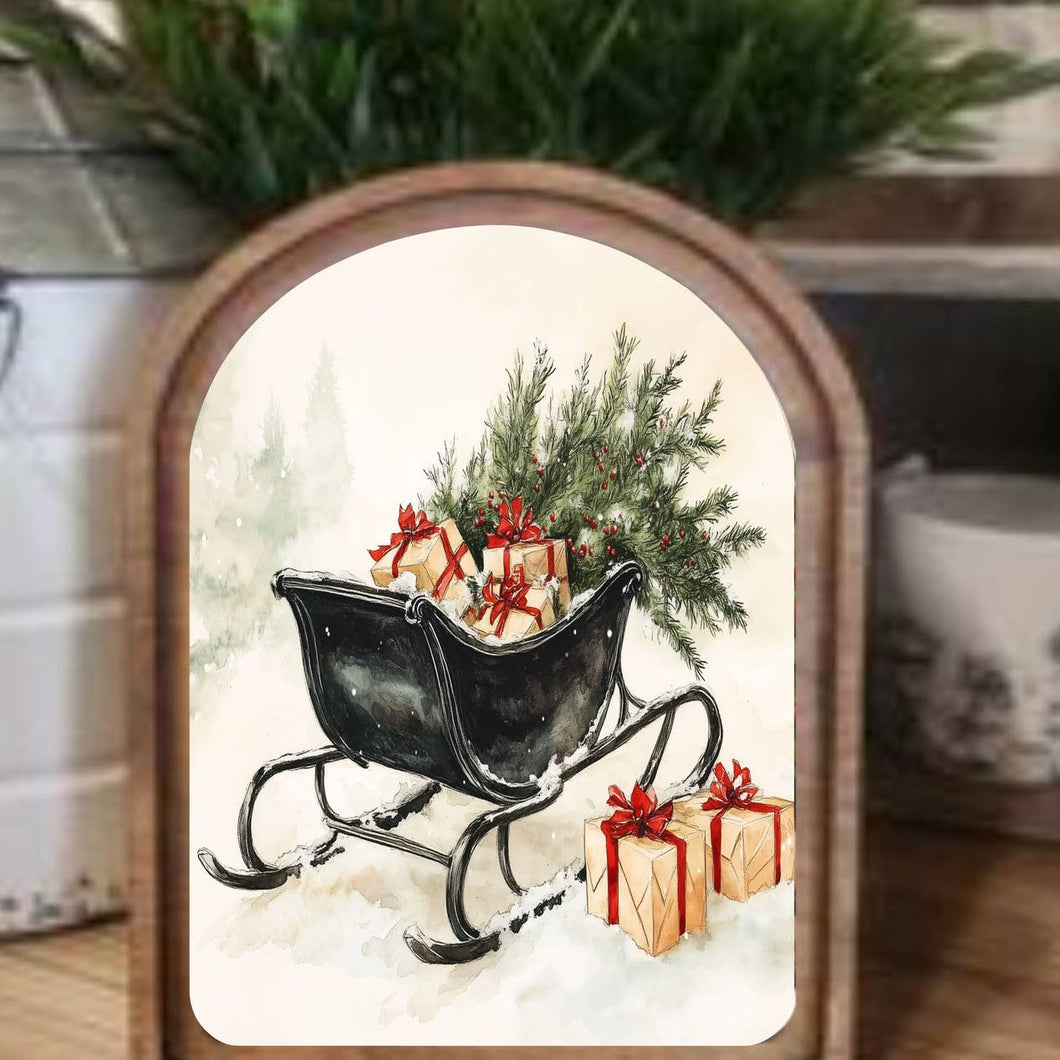 Arch Top Black Sleigh Framed Art