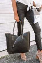 Load image into Gallery viewer, Stitch Trim Detail Shoulder/Tote Set Bag
